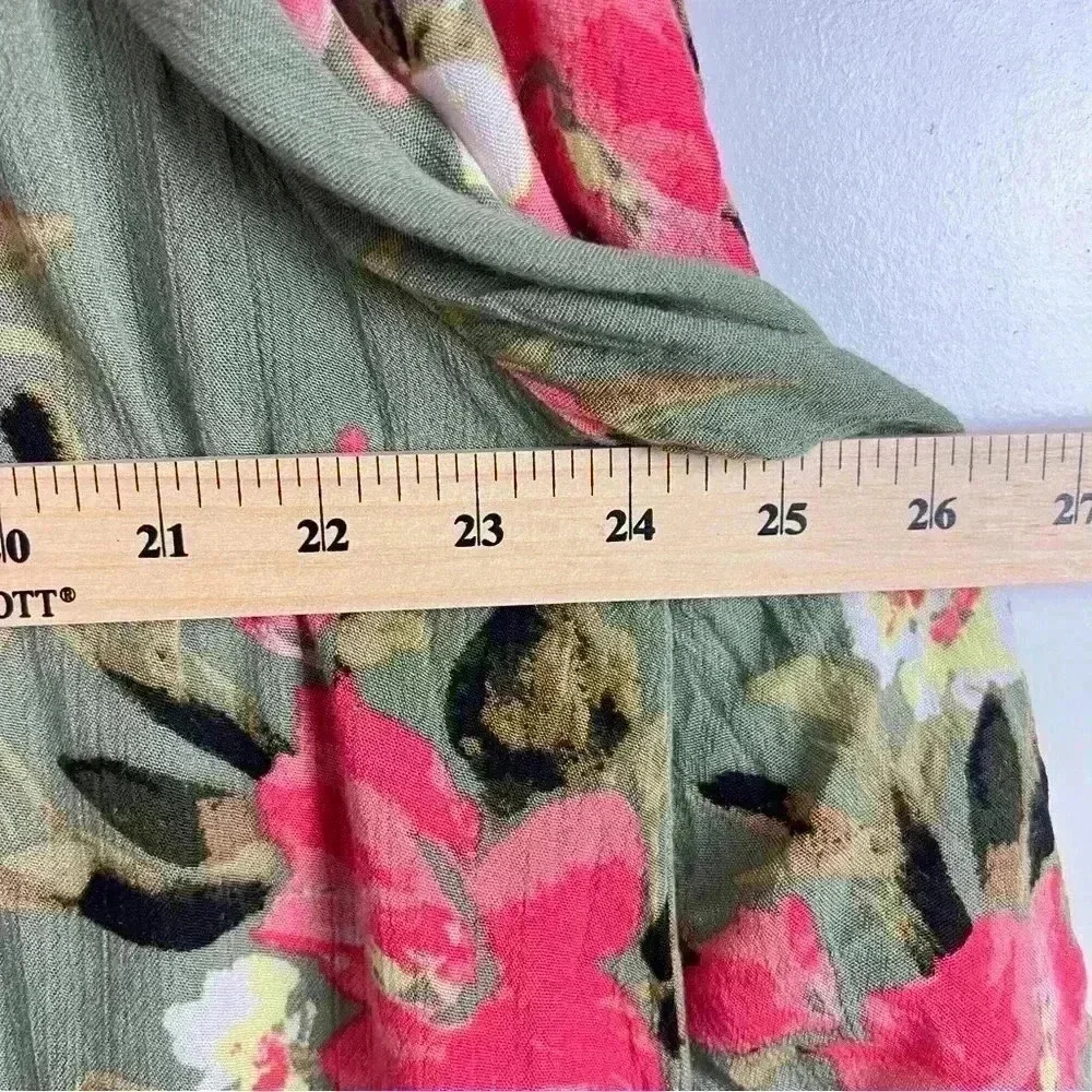 Cato Green Floral Kimono Sleeve V-Neck Rayon Knee Length Shift Dress Size XL - Picture 6 of 9